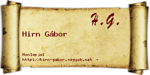 Hirn Gábor névjegykártya